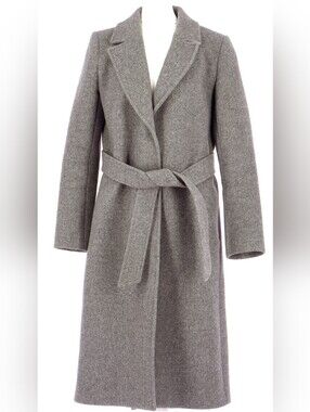 Claudie Pierlot Grey Belted Wool Cashmere Long Coat